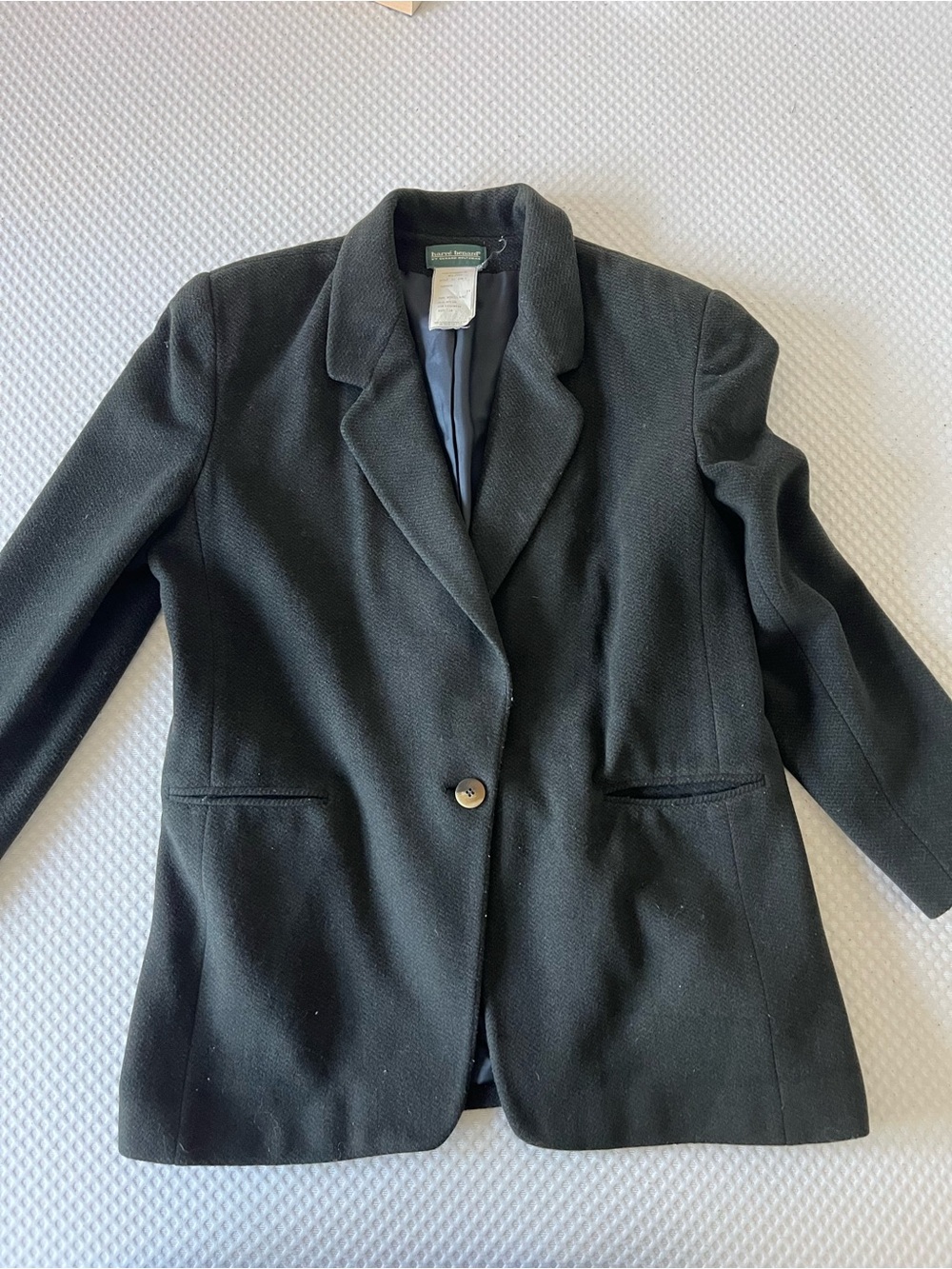 Vintage Harve Benard Wool Cashmere Blazer Jacket 16 Black/Dark Green 90s